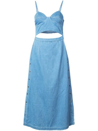 3x1 Peekaboo Chambray Midi Dress In Blue