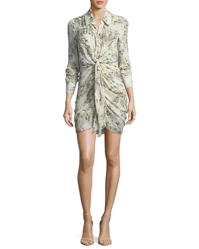 Haute Hippie Snake In The Grass Tie-front Printed Silk Shirt Dress In Stagecoach