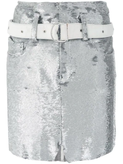 Iro Natou Belted Sequined Twill Mini Skirt In Metallic