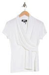 Dkny Cowl Neck Side Ruched Top In White