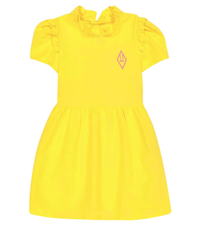 The Animals Observatory Kids' Tortoise Cotton And Linen Dress In Yellow_logo