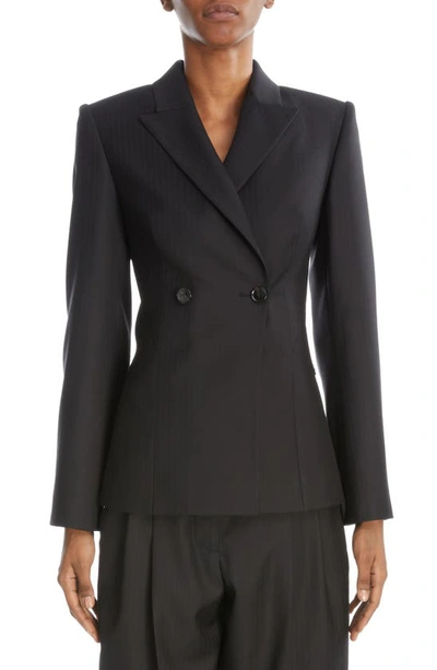 Alaïa Herringbone Wool Gabardine Blazer In Noir Alaia