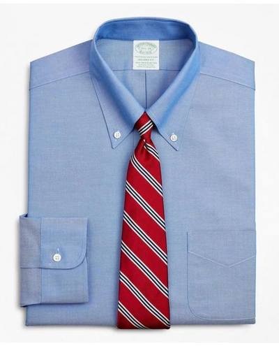 Brooks Brothers Stretch Regent Regular-fit Dress Shirt, Non-iron Pinpoint Button-down Collar | Blue | Size 16 36