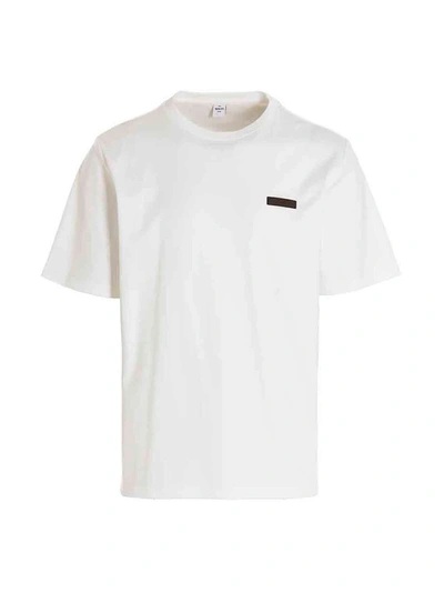 Berluti Men's Leather Tab T-shirt In White