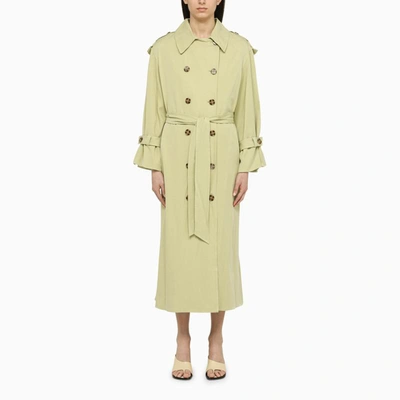 By Malene Birger Double-breasted Duster With Belt In Green