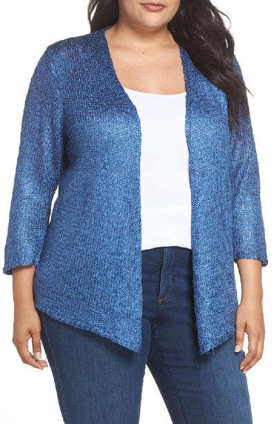 Nic + Zoe Plus Size Day Dreamer Tape Yarn Cardigan In Bluestone