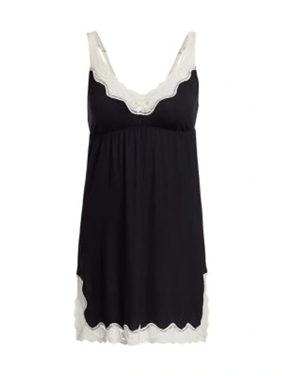 Eberjey Lady Godiva Lace-trimmed Stretch-modal Jersey Camisole In Black/off White