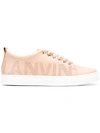 Lanvin Perforated Logo Sneakers In Powder|rosa