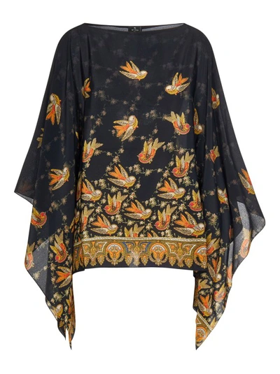 Etro Printed Silk Blouse In Black