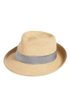 Eric Javits Classic Squishee Packable Fedora Sun Hat In Peanut/ Black Check