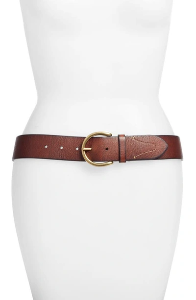 Frye Campus Leather Belt In Brown