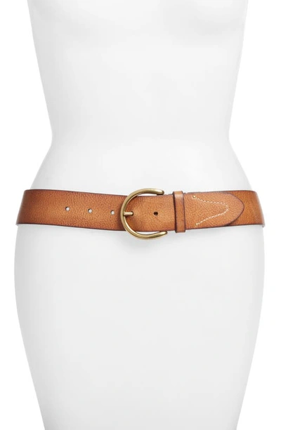 Frye Campus Leather Belt In Brown