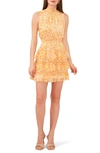 1.state Floral Print Smocked Mini Dress In Cornsilk