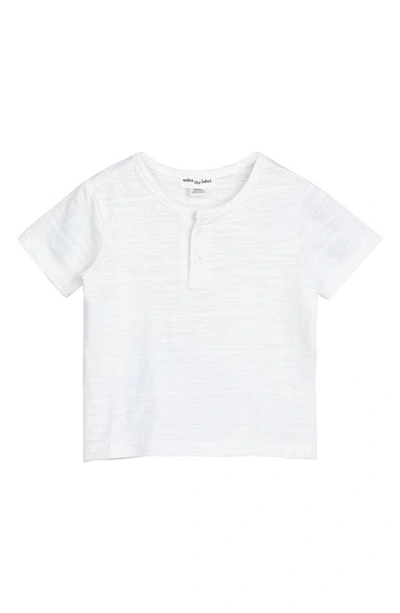 Miles The Label Babies' Organic Cotton Slub Jersey Henley In Off White