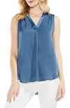 Vince Camuto Rumpled Satin Blouse In China Blue