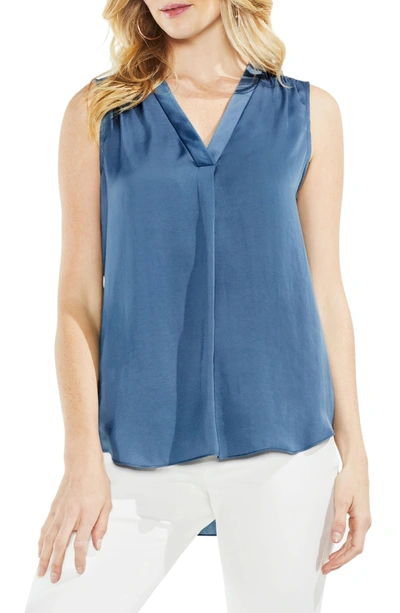 Vince Camuto Rumpled Satin Blouse In China Blue