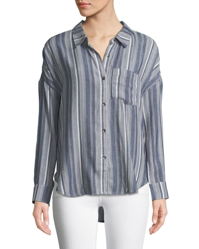 Splendid Striped Chambray Button-front Top In Multi