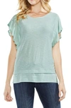 Vince Camuto Ruffle Sleeve Top In Mint