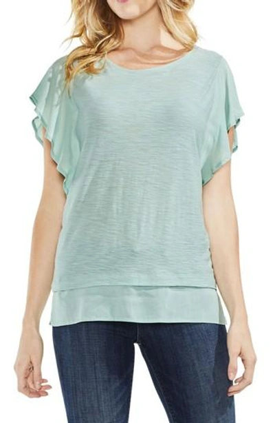 Vince Camuto Ruffle Sleeve Top In Mint