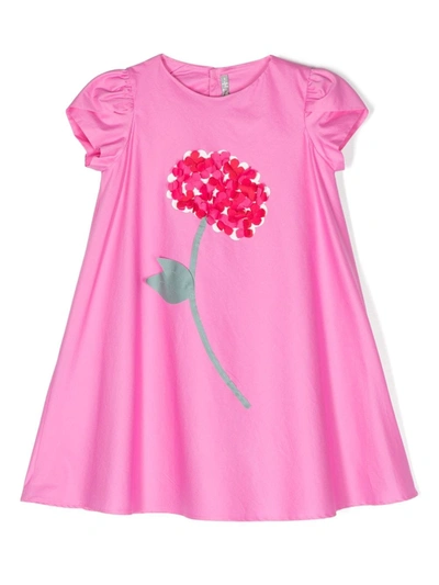 Il Gufo Kids' Girls Pink Cotton Flower Dress