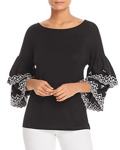 Design History Tiered Ruffle-sleeve Top In Onyx Combo