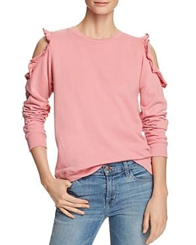 Alison Andrews Ruffle Cold-shoulder Sweatshirt In Mauve