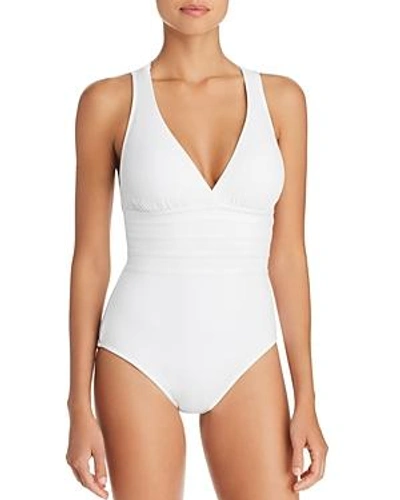 La Blanca Multistrap Cross Back Maillot One Piece Swimsuit In White