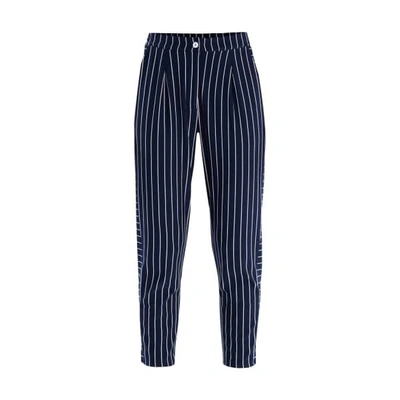 Paisie Striped Jersey Trousers With Side Panel Detail In Navy & White