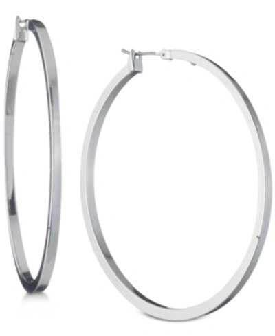 Dkny 2" Thin Hoop Earrings In Silver