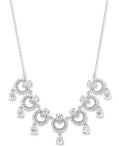 Marchesa Silver-tone Cubic Zirconia Link Statement Necklace, 16" + 3" Extender, Created For Macy's In Rhodium