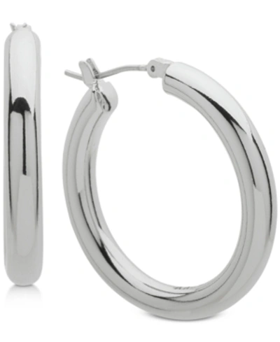 Dkny 1 1/5" Thick Hoop Earrings In Silver