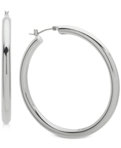 Dkny 2" Thick Hoop Earrings In Silver