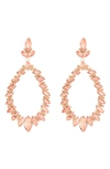 Natasha Marquise Crystal Teardrop Earrings In Rose Gold/ Peach