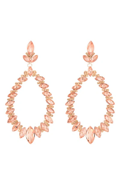 Natasha Marquise Crystal Teardrop Earrings In Rose Gold/ Peach