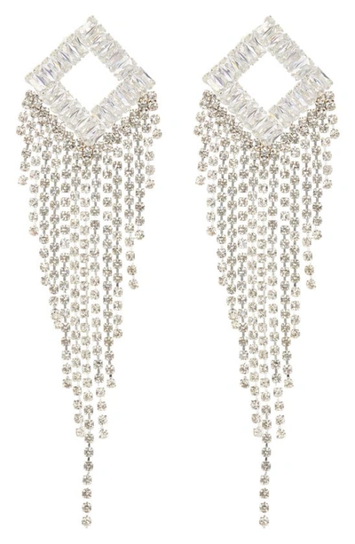 Natasha Cubic Zirconia Crystal Fringe Drop Earrings In Silver/ Crystal