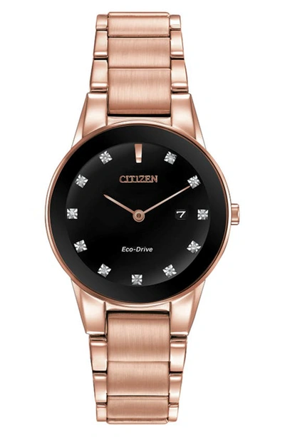 Citizen Axiom Diamond Accented Bracelet Watch, 30mm In Rose Gold