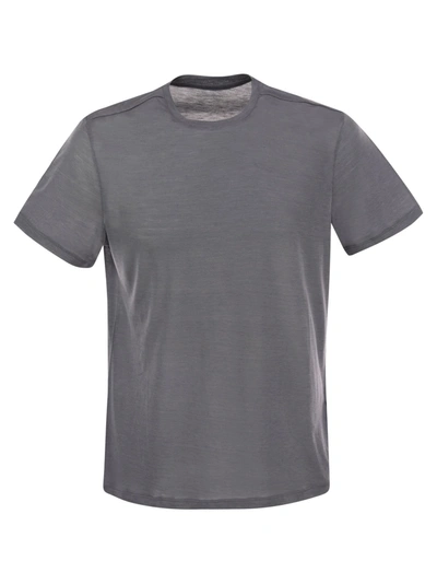 Majestic Crew-neck T-shirt In Silk And Cotton In Grey