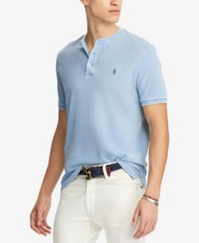 Polo Ralph Lauren Men's Big & Tall Featherweight Mesh Henley Shirt In Light Indigo