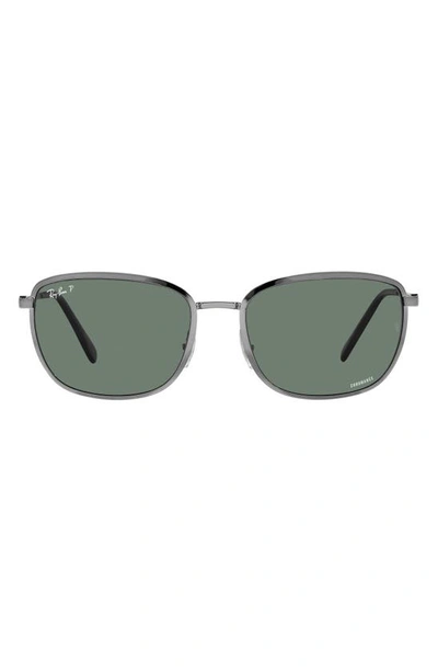 Ray Ban 60mm Polarized Square Sunglasses In Gunmetal