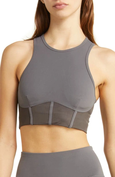 Zella Studio Luxe Corset Sports Bra In Grey Magnet