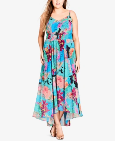 City Chic Trendy Plus Size Smocked Maxi Dress In Looking Glam