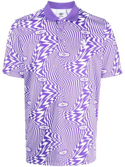 Adidas Originals Warped Print Polo In Purple