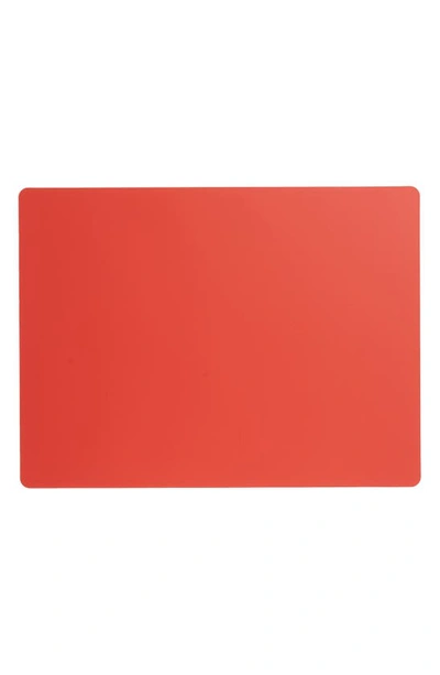 Moma Design Store Dual Sided Recycled Leather Placemat In Red/ Charcoal Rectangle