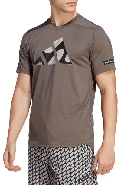Adidas Originals X Marimekko Designed For Training Graphic T-shirt In Branch/light Brown/black