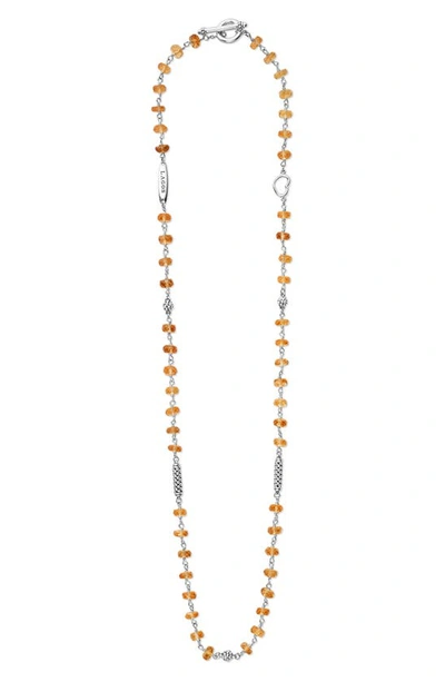 Lagos Caviar Icon Beaded Citrine Toggle Necklace