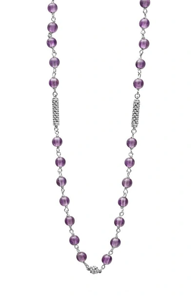 Lagos Caviar Icon Amethyst Bead Necklace In Silver