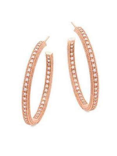 Freida Rothman Crystal And Sterling Silver Hoop Earrings In Rose Gold