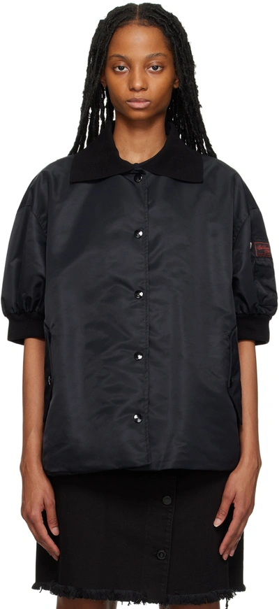 Raf Simons Black Back Print Bomber Jacket