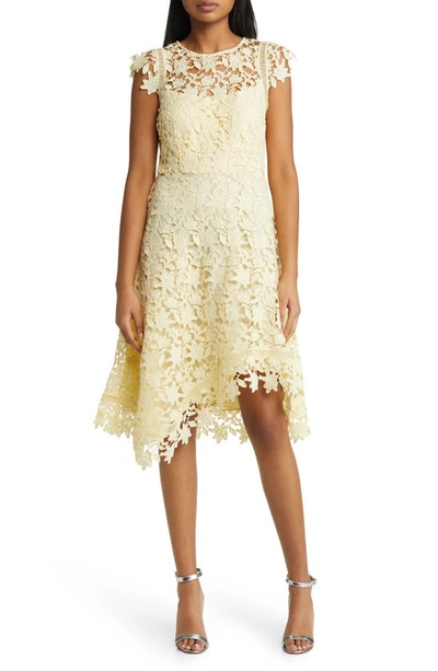 Eliza J Lace Asymmetric Cocktail Dress In Yellow