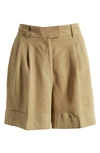 Allsaints Deri Lyn Cuff Shorts In Light Khaki